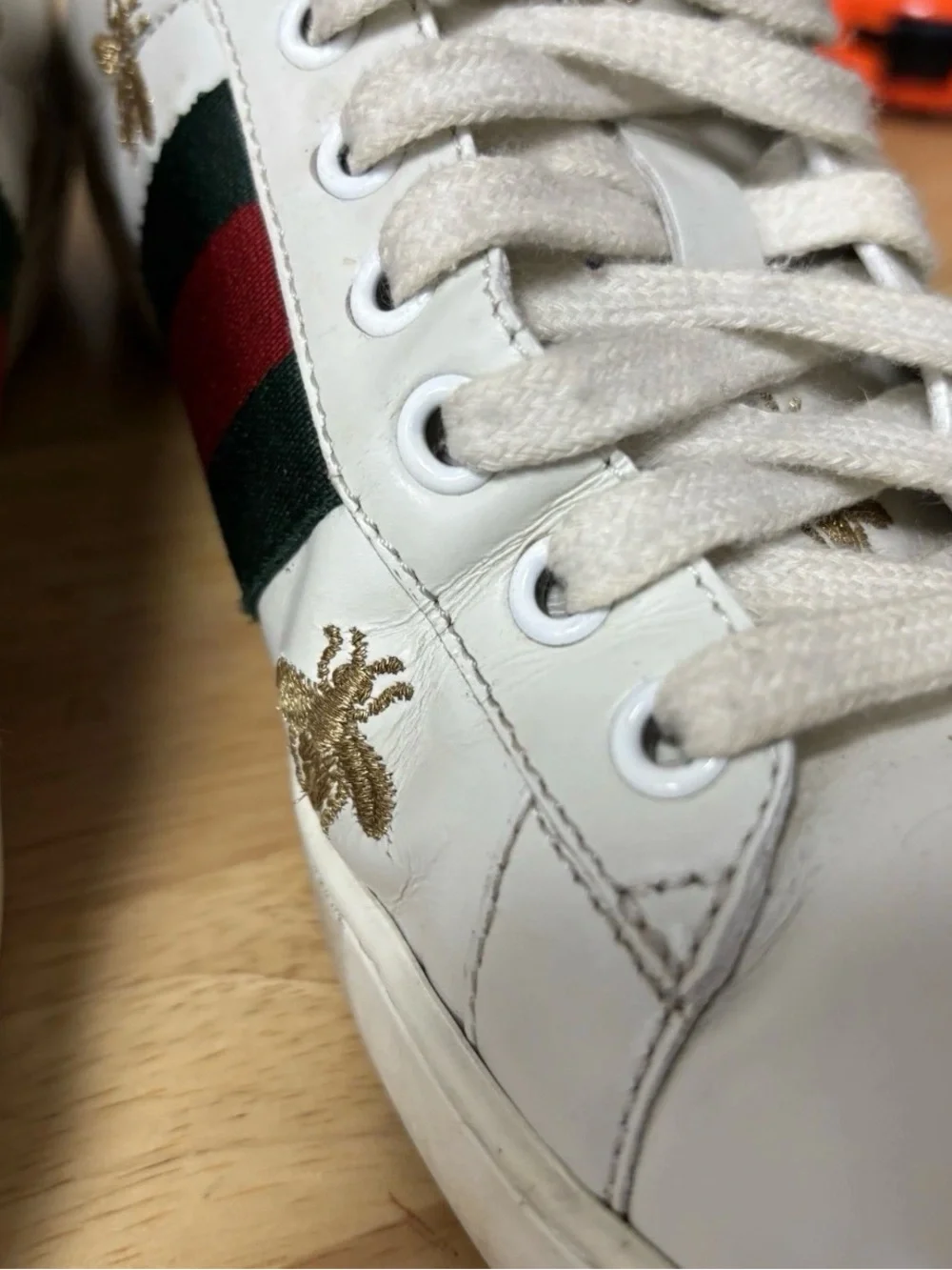 Gucci Men's Ace Bee Embroidered Sneakers, Size 7.5